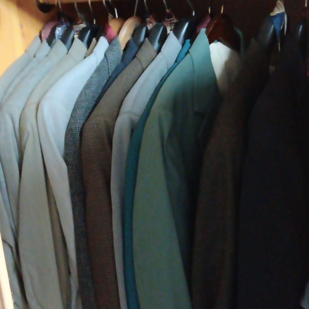 Suit jackets, ties, shirts.